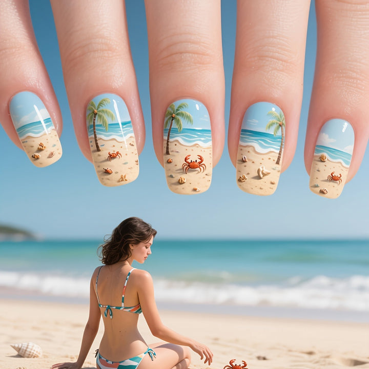 Kunstnägel mit Maritimem Strandmotiv Karnz