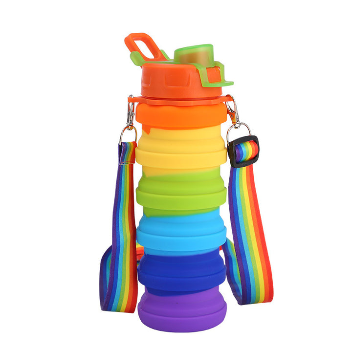 Damen zusammenfaltbare Silikon-Wasserflasche mit buntem Design Karnz