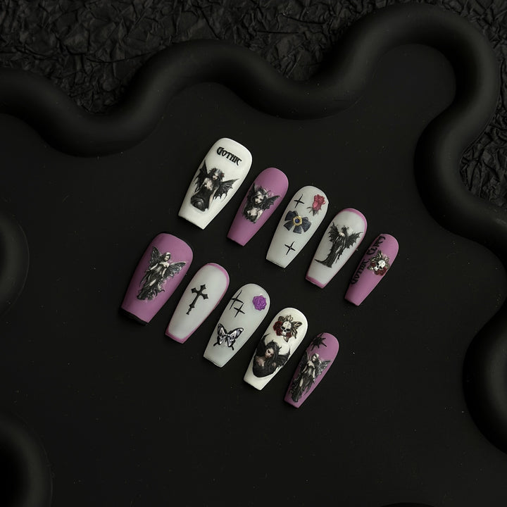 Künstlerisches Gothic Press-On Nail Art Set