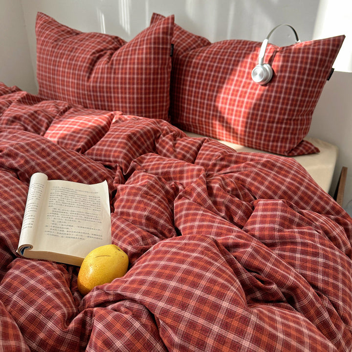 Gemütliches Karomuster Bettwäsche Set