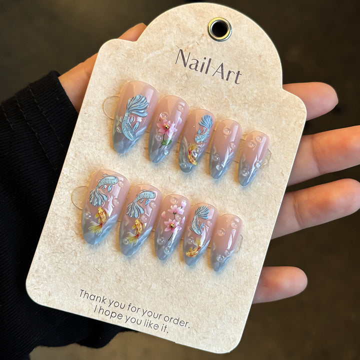 Künstlerisches Blumen-Design Press-On Nagelset Karnz