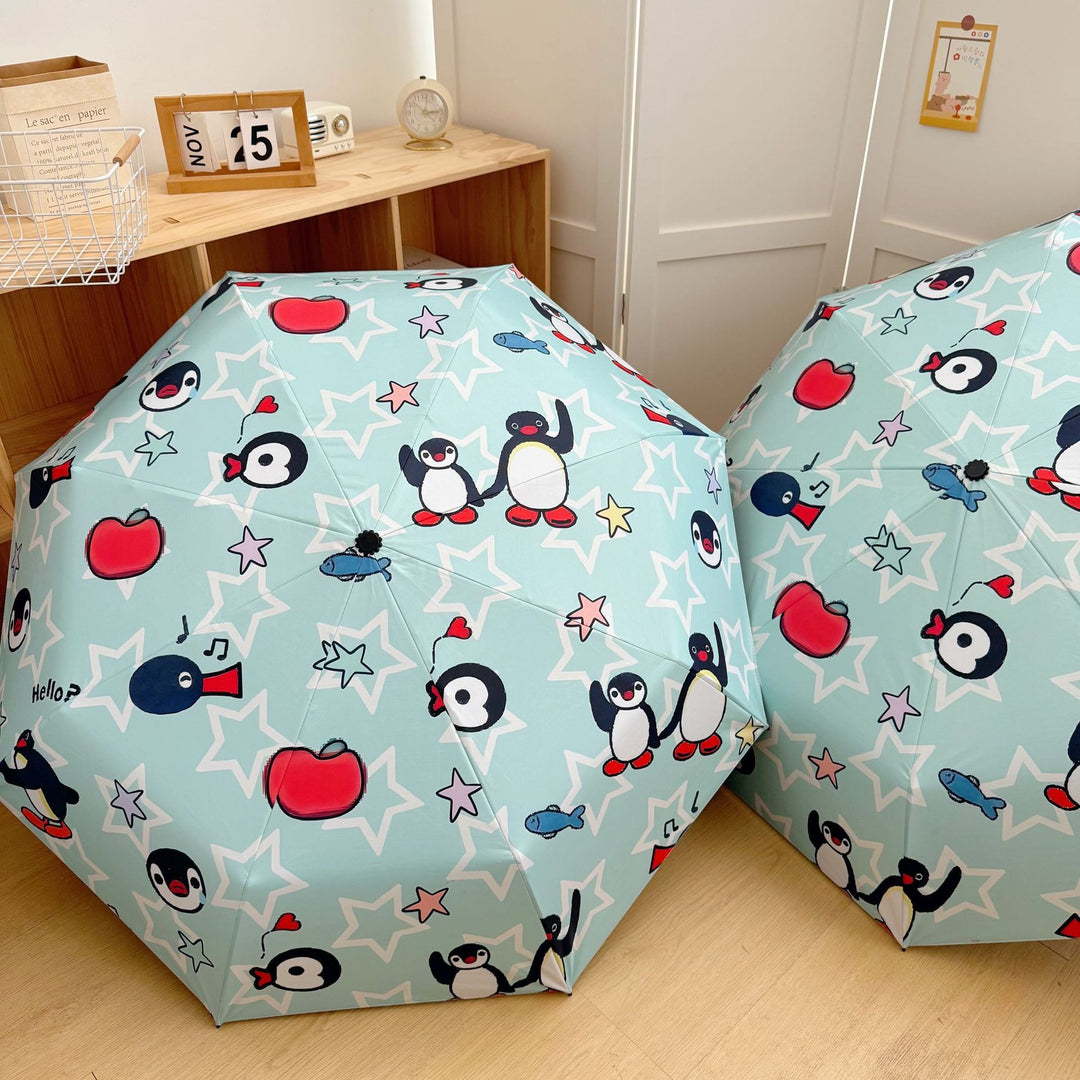 Damen faltbarer Regenschirm mit verspieltem Pinguin-Design Karnz
