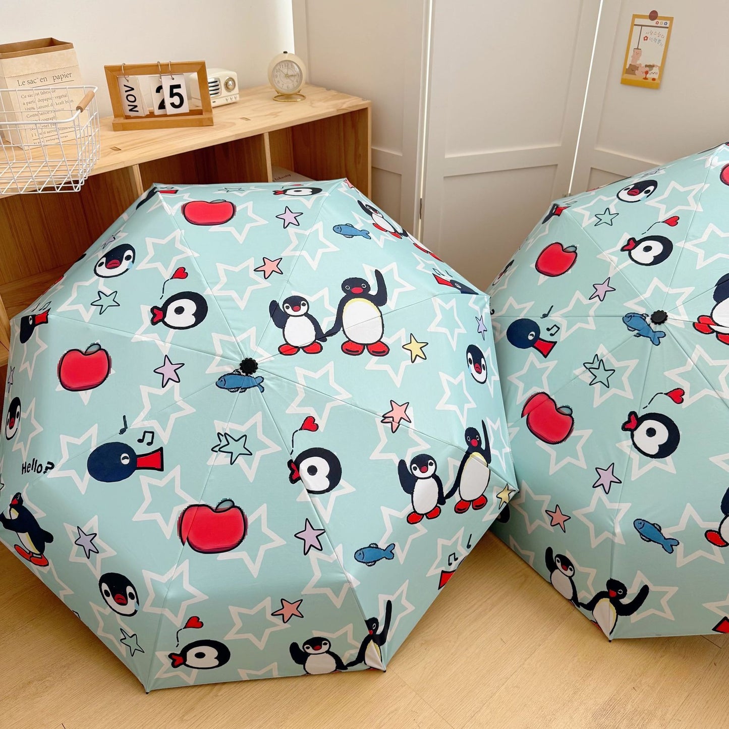 Damen faltbarer Regenschirm mit verspieltem Pinguin-Design Karnz