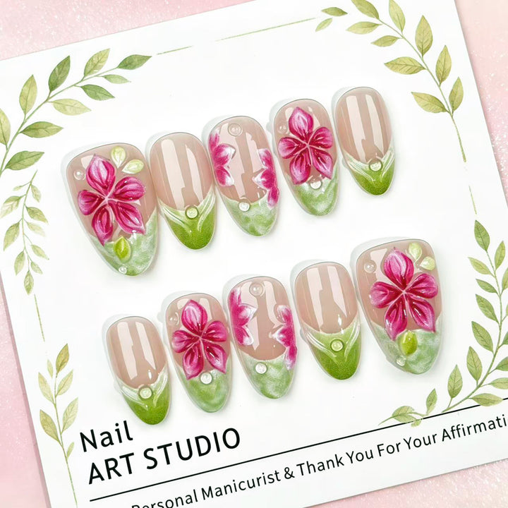 Florale Kunst Druck Nägel Set
