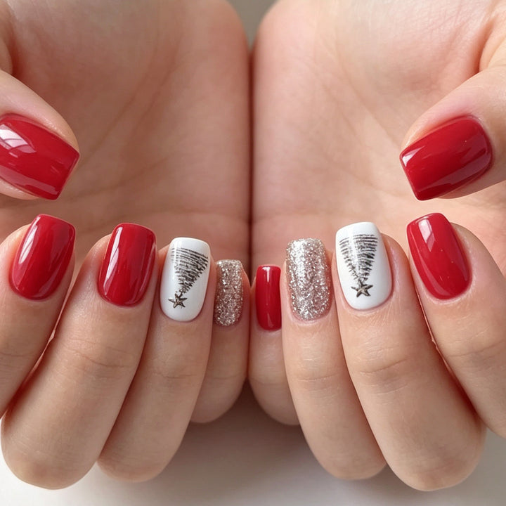 Festliche Baumdesign Nagelkunst Karnz