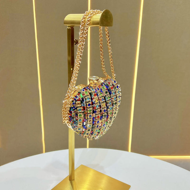 Rhinestone-besetzte Herz-Clutch