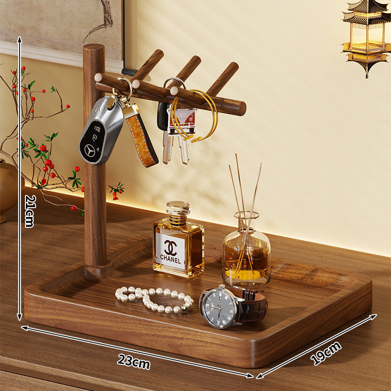 Holz-Entrée-Valet-Schale mit Multi-Arm-Schlüsselständer