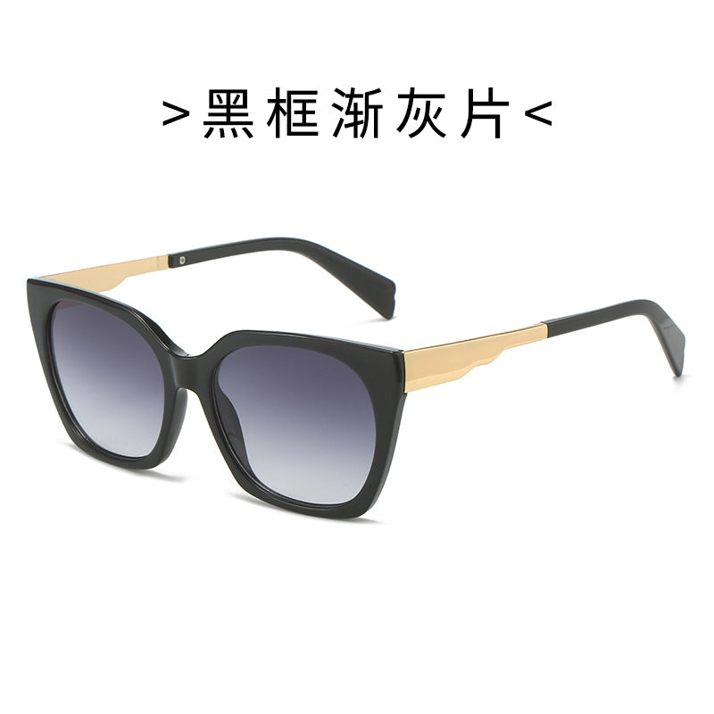 Damen Oversized-Sonnenbrille mit elegantem transparentem Rahmen und goldenen Akzenten Karnz