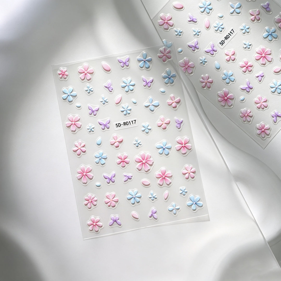 Dekorative 3D Blüten- und Schmetterling-Nagelkunst Charms