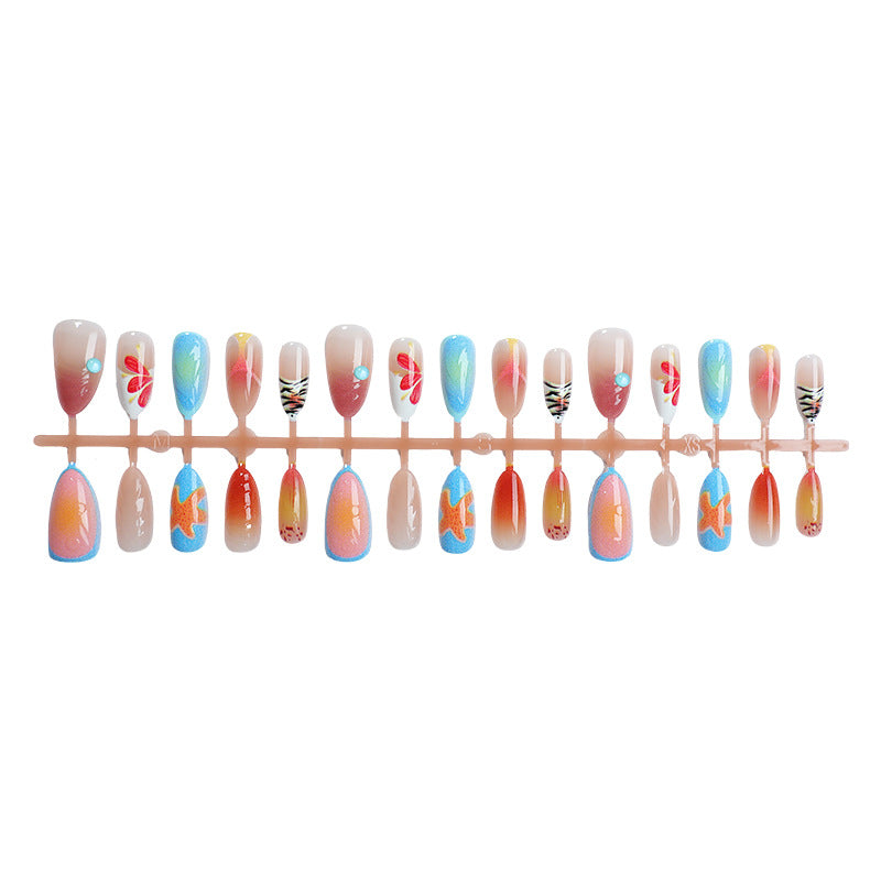 Künstlerisches von Tropen inspiriertes Press-On-Nagelset