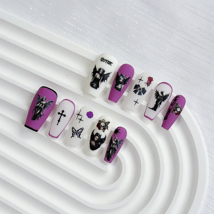 Künstlerisches Gothic Press-On Nail Art Set