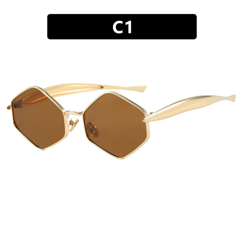 Damen hexagonale Sonnenbrille mit elegantem Metallrahmen und UV-Schutz Karnz