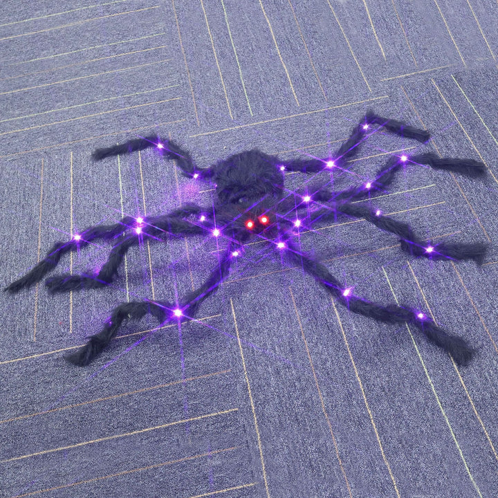 Gruselige Halloween Spinnen Dekoration mit LED-Beleuchtung
