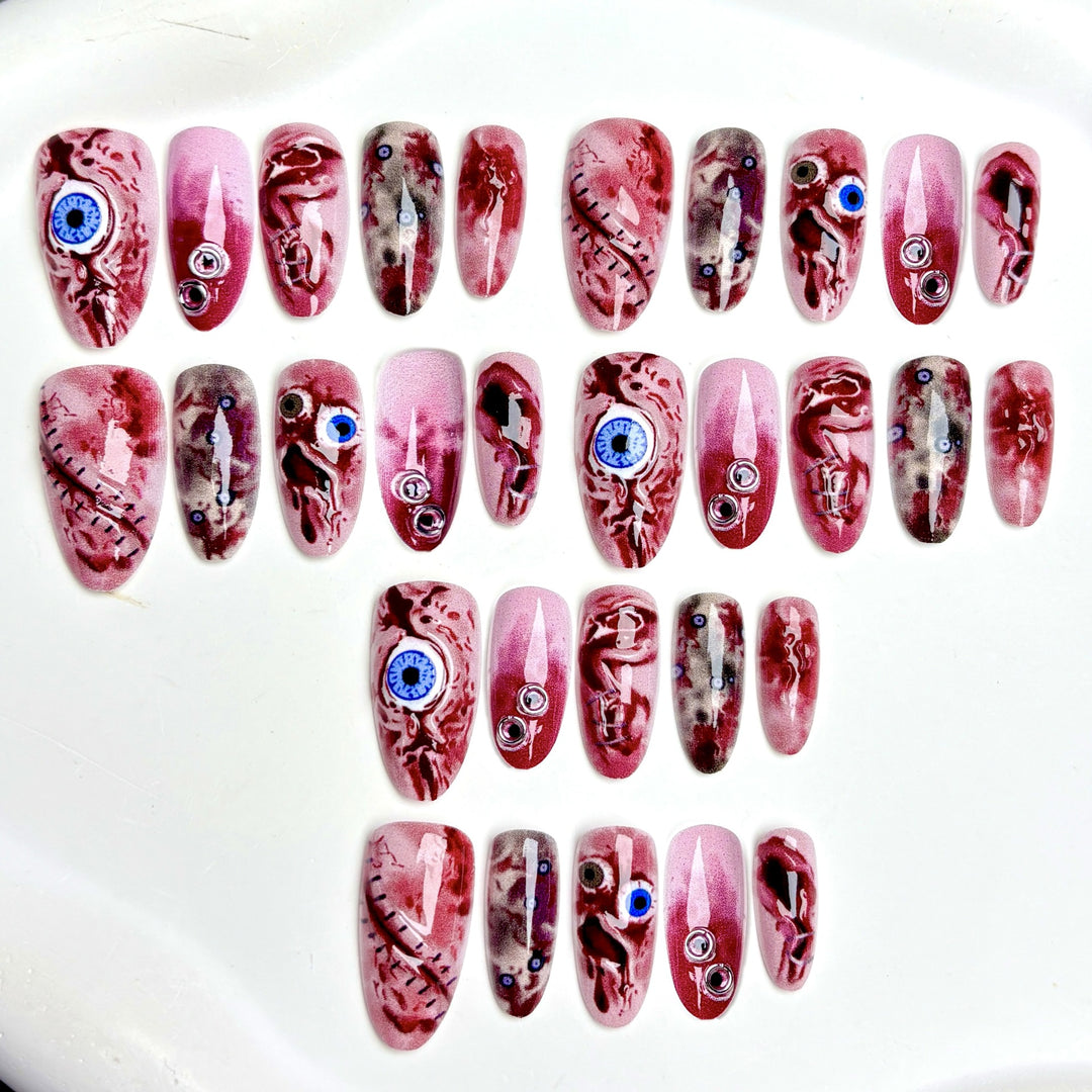Künstlerisches Press-On Nagelkunstset mit aufwendigen Designs