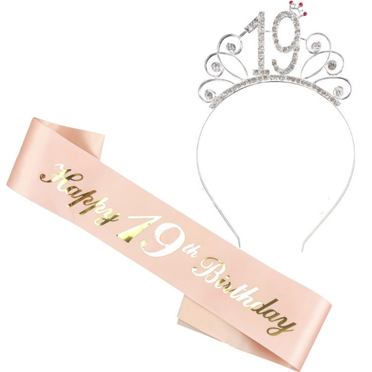 Damen Geburtstags-Tiara und Schärpe Set Karnz