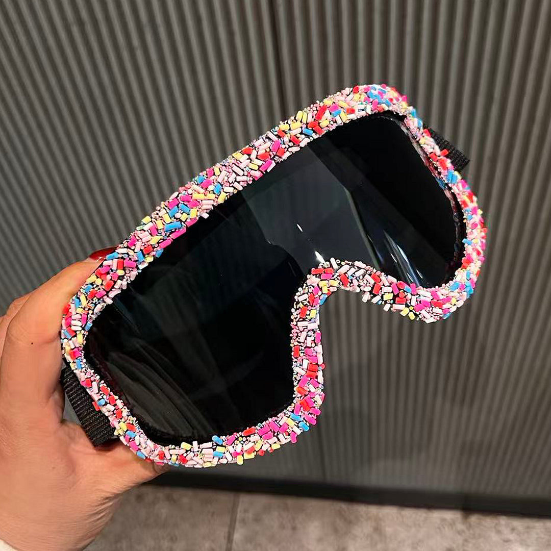 Damen stylische Skibrille mit einzigartigem Dekor Karnz