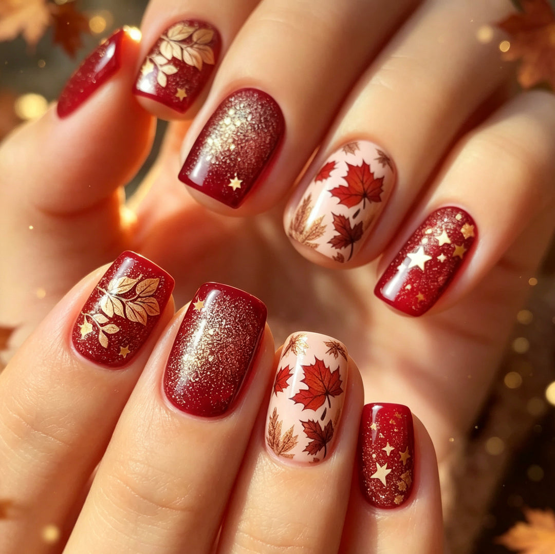 Herbstblätter Nagelkunst Karnz