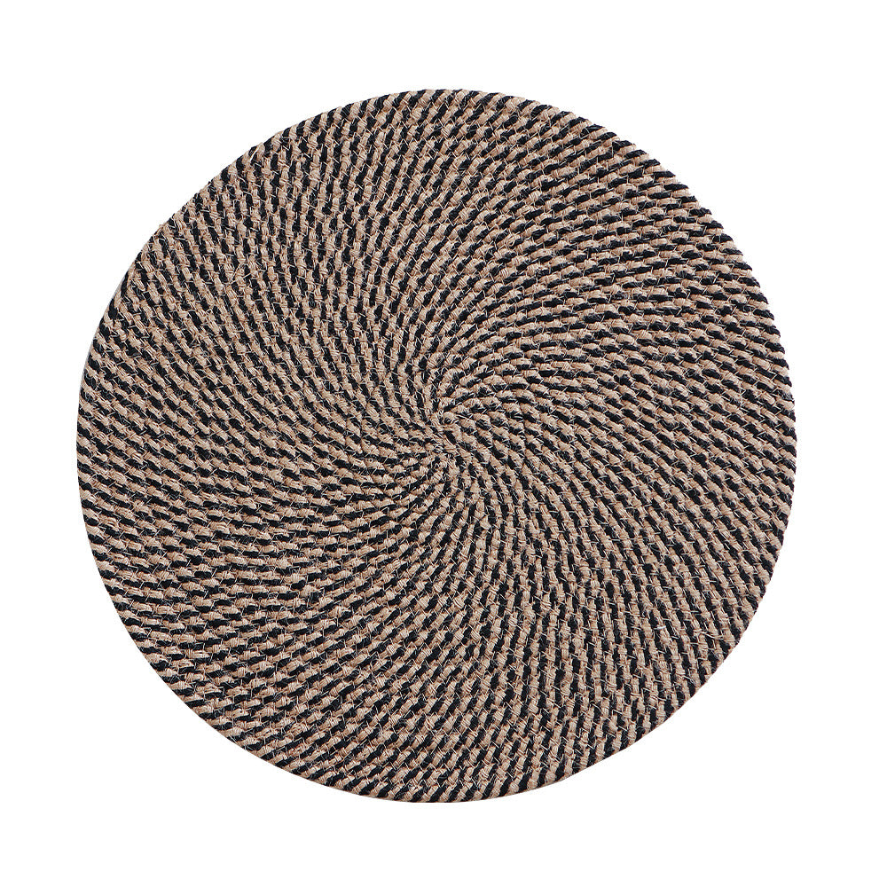 Runder gewebter Jute-Teppich mit Spiralmuster und flacher Struktur