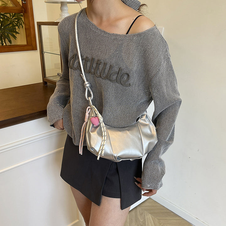 Stylische Falten Schultertasche Karnz