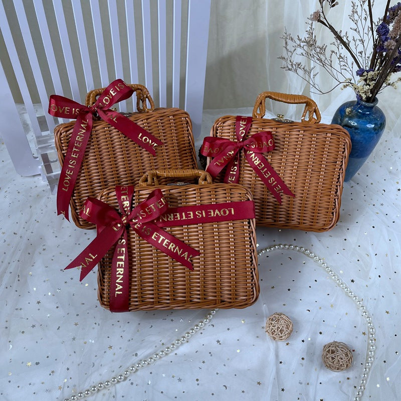 Damen klassischer Rattan Handtasche Karnz