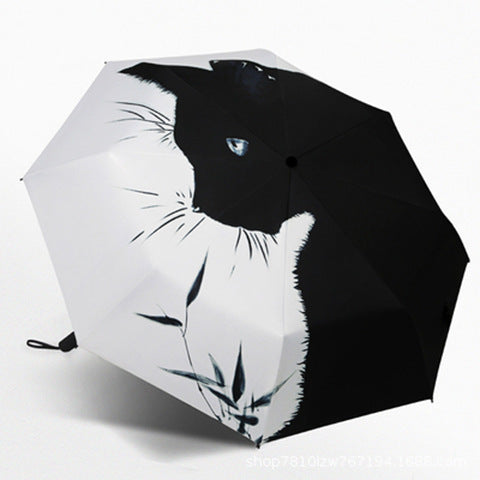 Damen Automatischer Regenschirm mit Katzenmotiv Karnz
