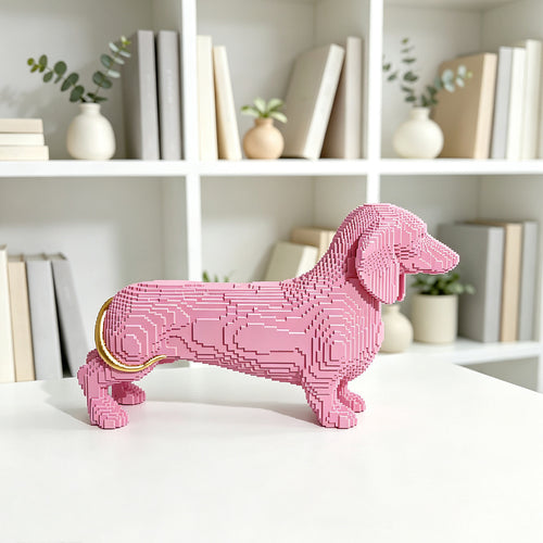 Verspielte Dekofigur eines süßen Dachshunds Karnz