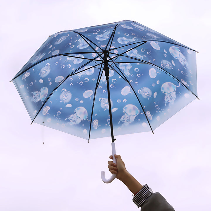Damen transparenter Regenschirm mit niedlichem Katzenmotiv Karnz
