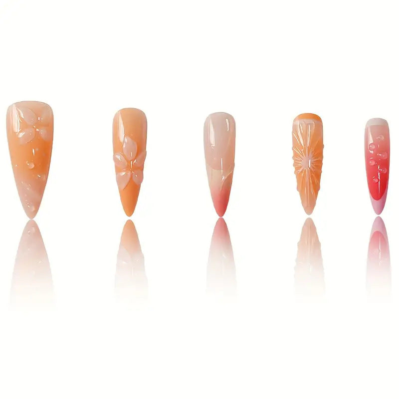 Künstlerische 3D Blumen Press-on Nagelkunst Karnz