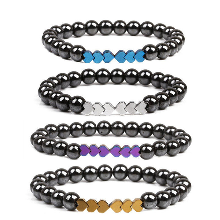 Natürliche Steinperlenarmband mit Herzakzenten Karnz