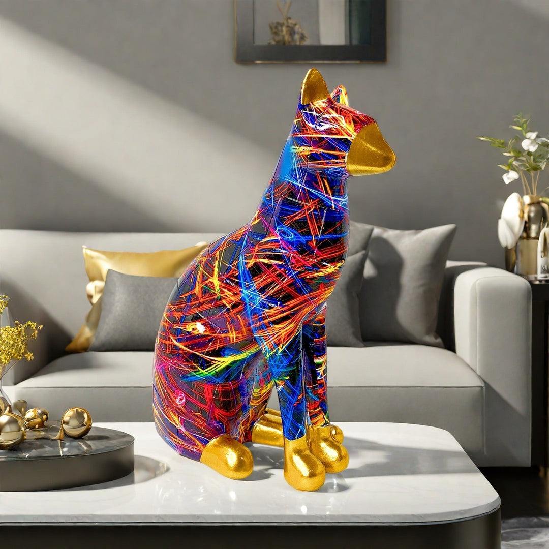 Dekorative Katzenstatue im modernen Kunststil Karnz