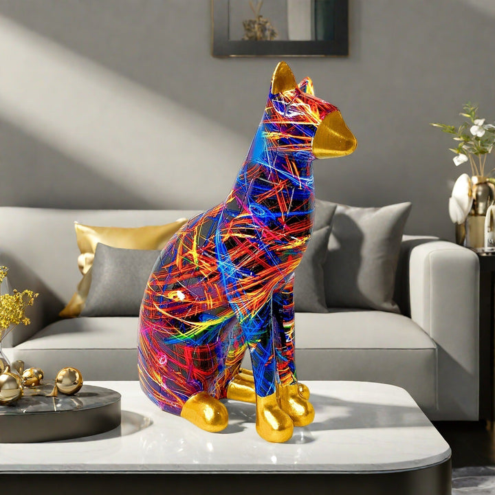 Dekorative Katzenstatue im modernen Kunststil Karnz