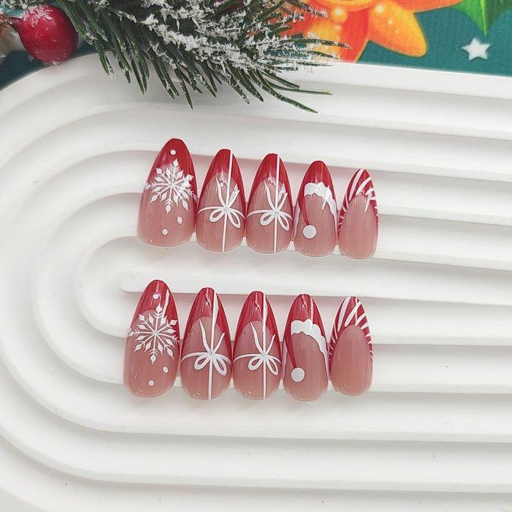 Festliches Feiertags-Themen Press-On Nagelset Karnz