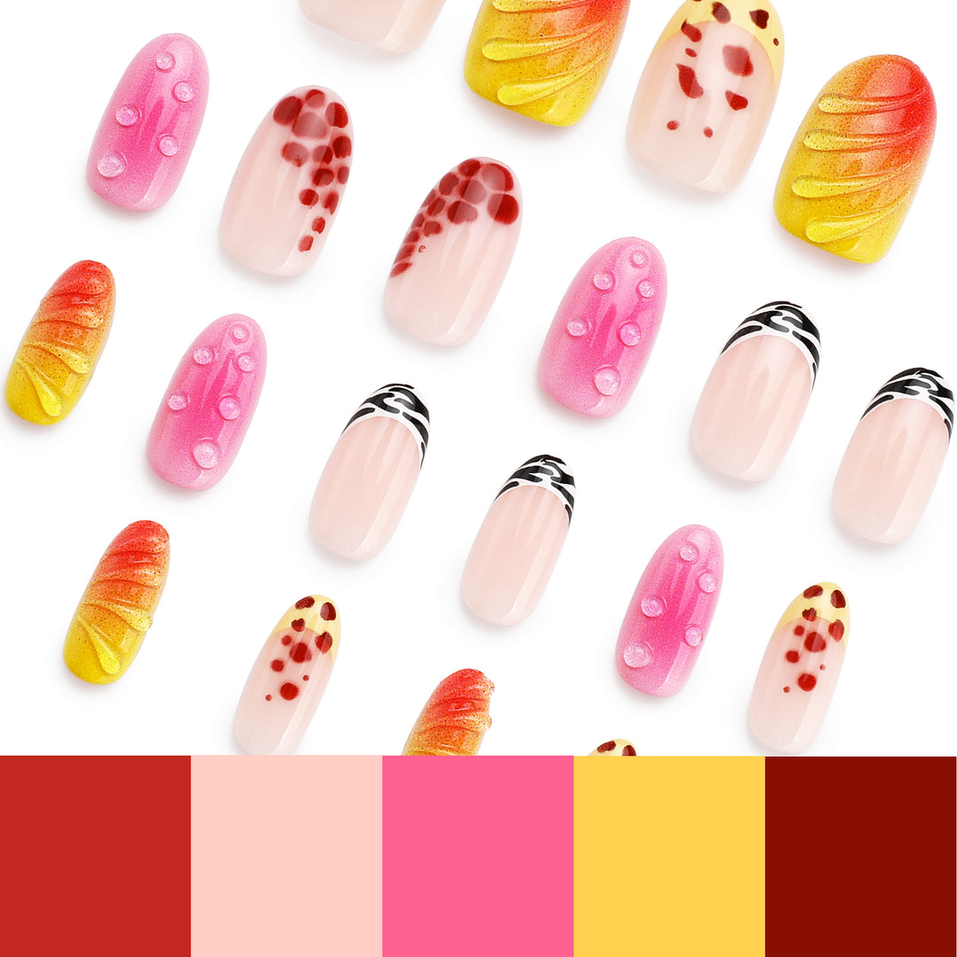 Kreative Kunstnägel mit floralem Design und Glitzerakzenten Karnz