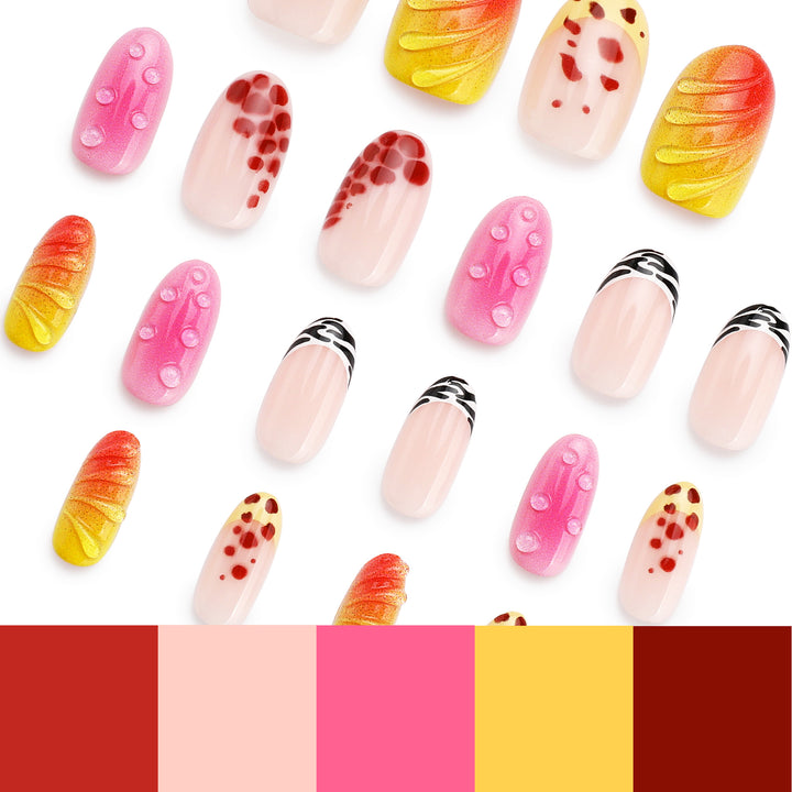 Kreative Kunstnägel mit floralem Design und Glitzerakzenten Karnz