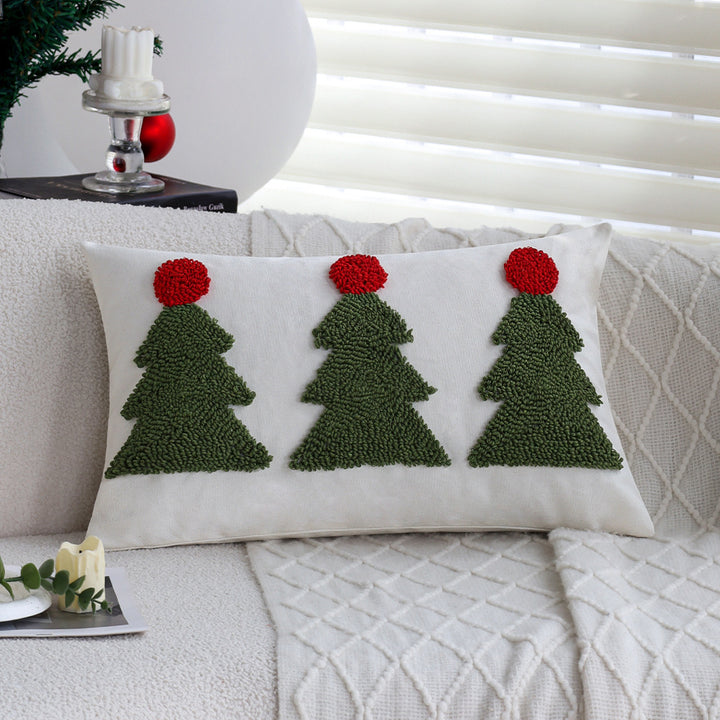 Rechteckiger dekorativer Kissenbezug mit tufted Tannenbaum-Applikation Karnz