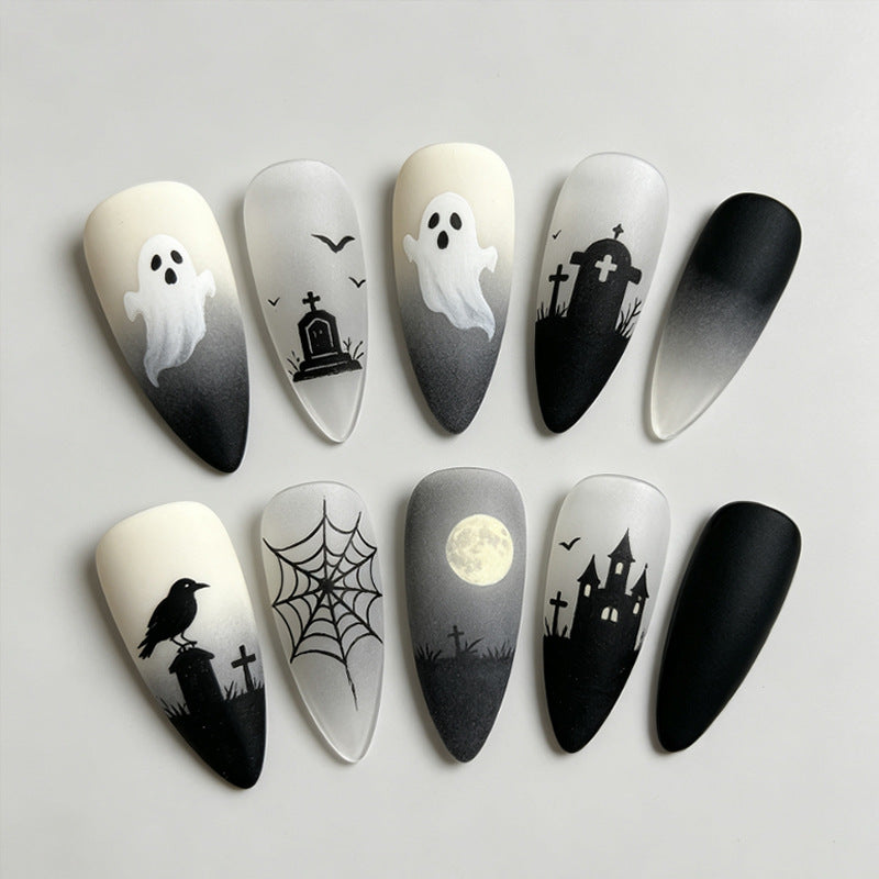 Halloween Kunstnagelset mit gruseligen Geister- und Spinnenmotiven Karnz