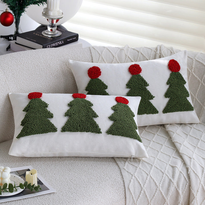 Rechteckiger dekorativer Kissenbezug mit tufted Tannenbaum-Applikation Karnz