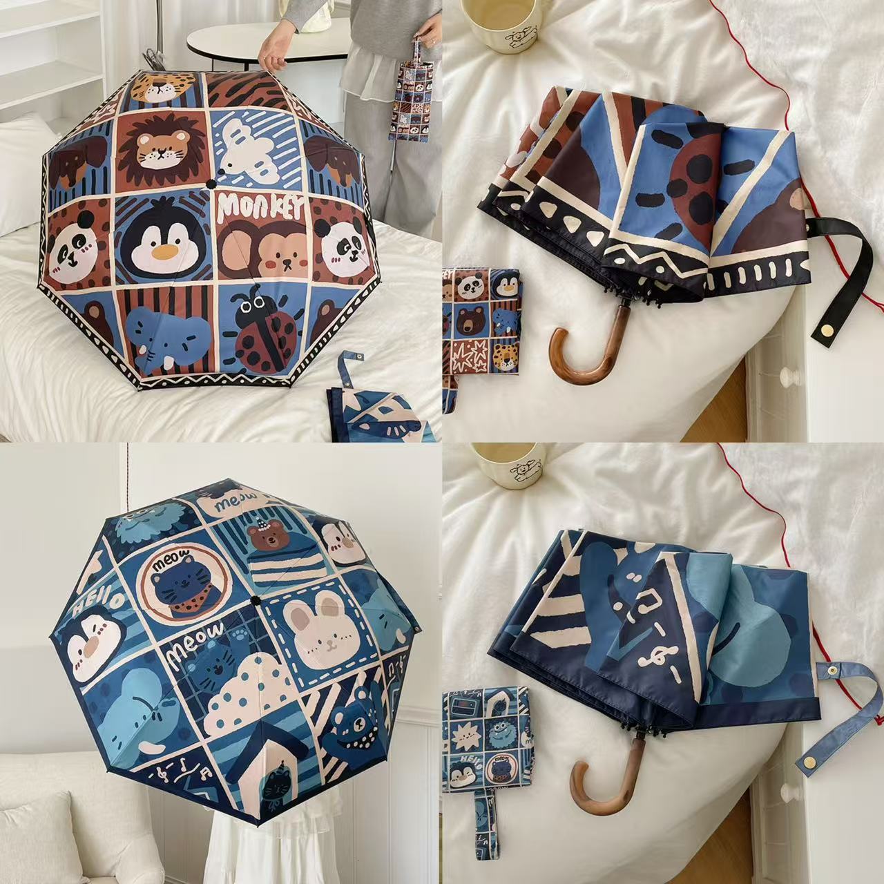 Damen Faltregenschirm mit kreativem geometrischem Design Karnz