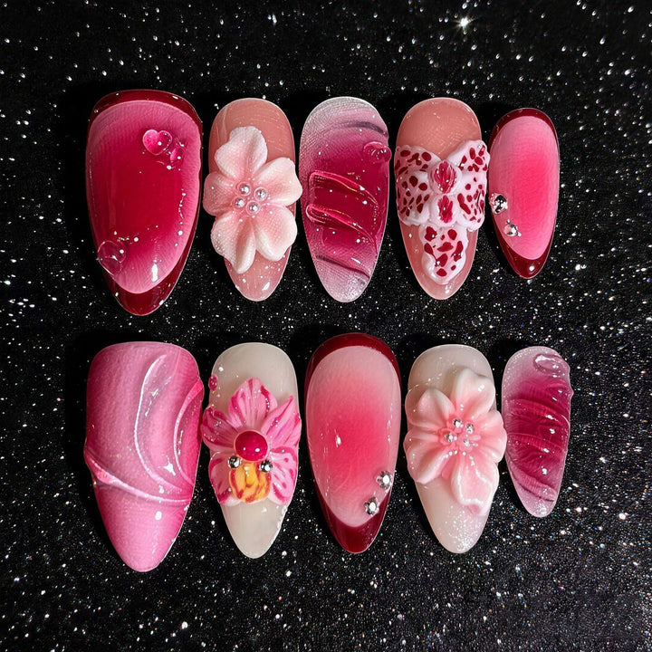 Künstlerisches Blumendesign Press-On Nägel