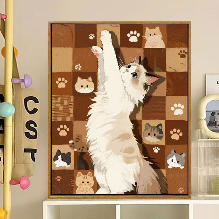 Niedliches katzenbasiertes dekoratives Leinwandkunstwerk Karnz