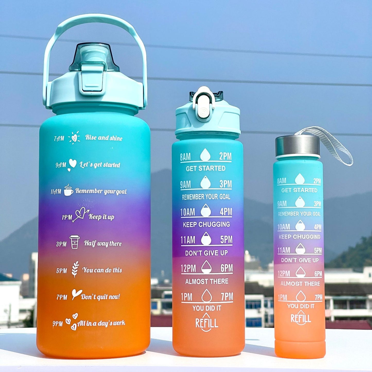 Unisex Motivierende Wasserflasche mit Zeiteinteilung Karnz