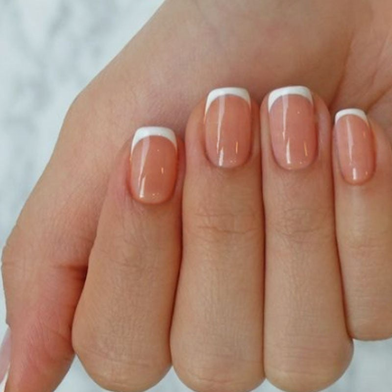 Elegante French Tip Drucknägel Set Karnz
