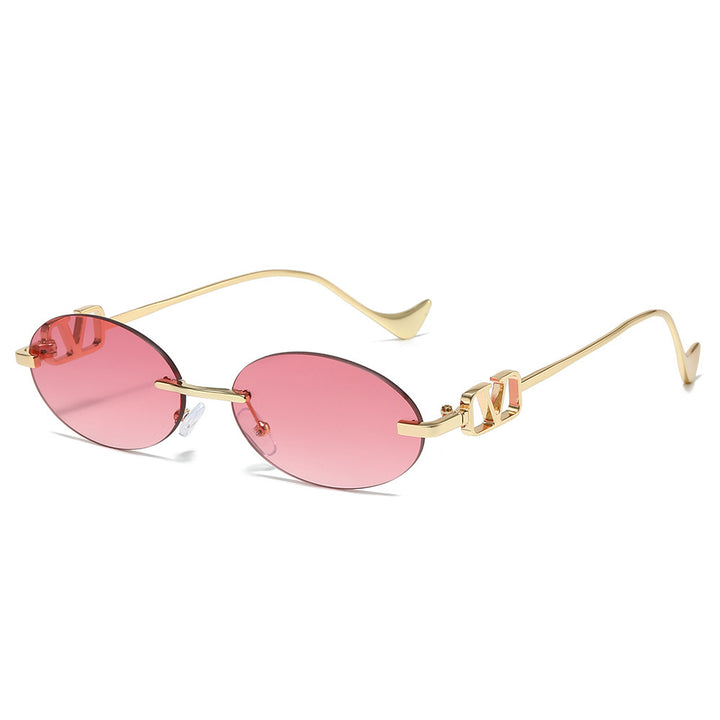 Stylische ovale Sonnenbrille mit dekorativen Akzenten Karnz