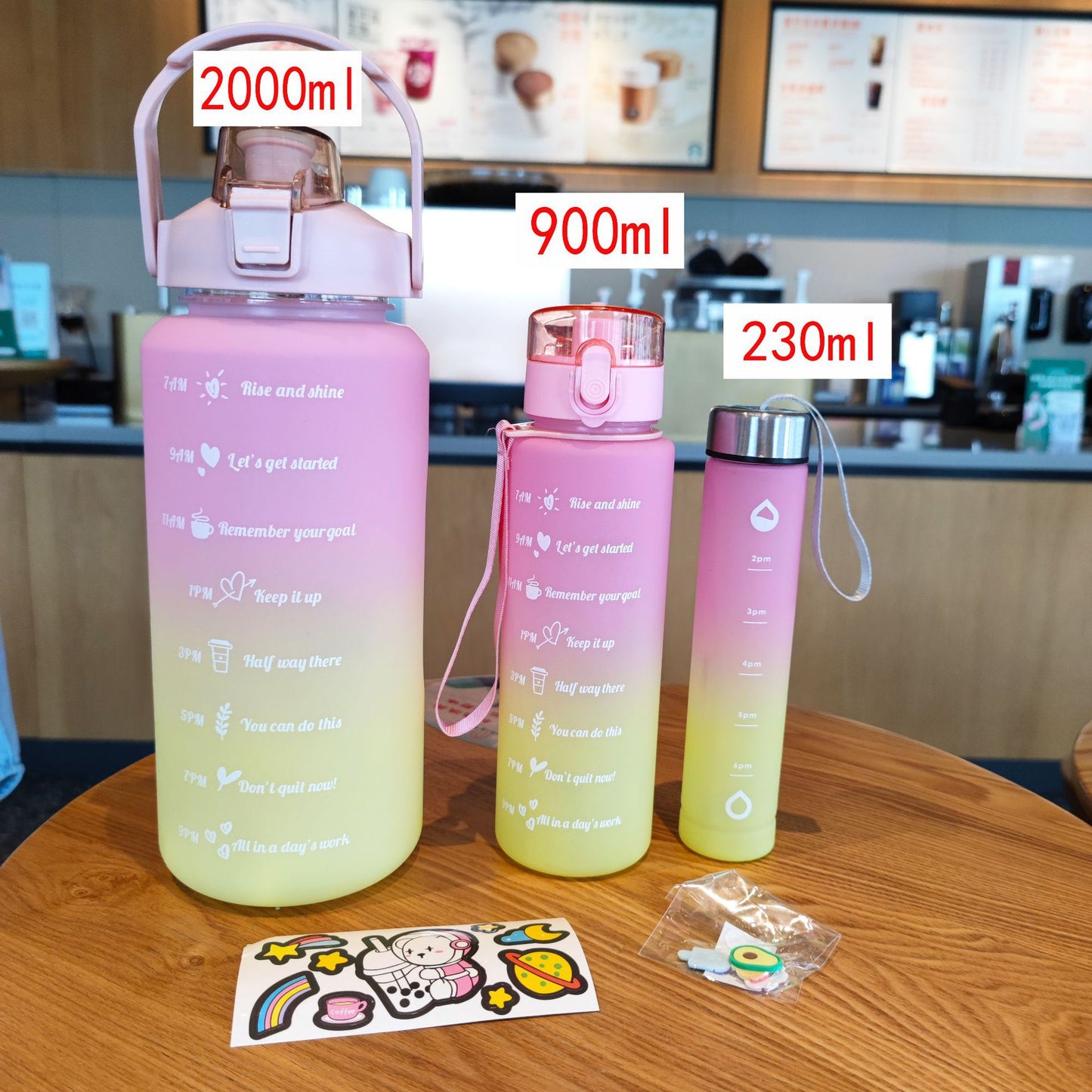 Damen Motivierende Trinkflasche mit Zeitmarkierungen Karnz