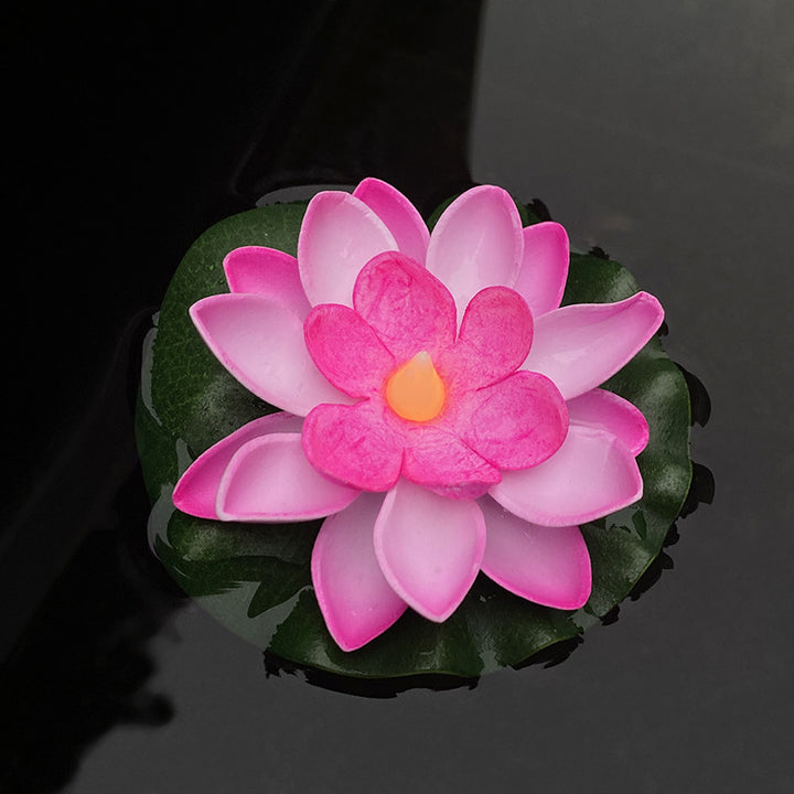 Schwimmende LED-Lotusblume Dekoratives Licht mit wasserdichtem Seerosenblatt-Boden