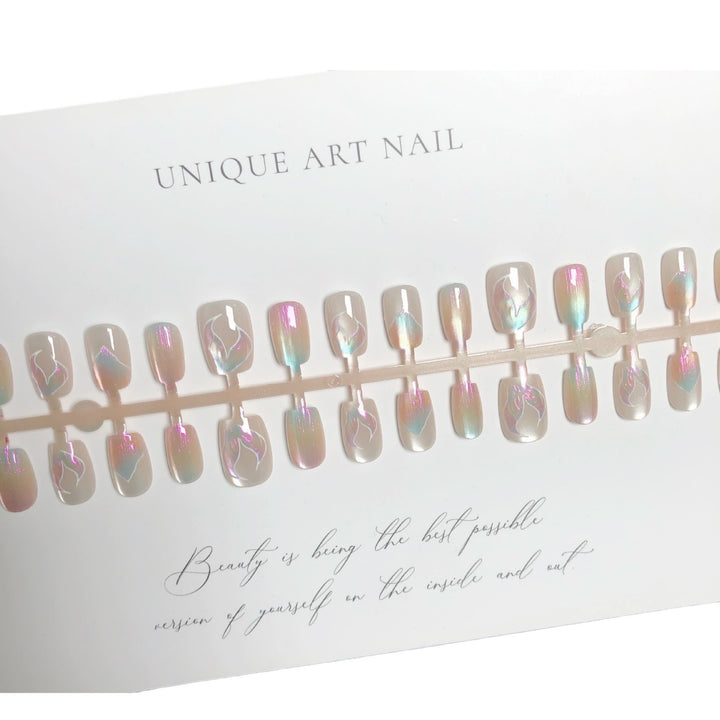Iridescent Floral Design Press-On Nail Set