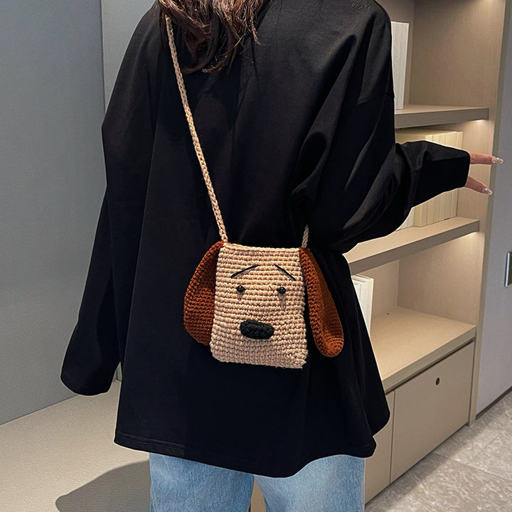 Süße hunde-themed Häkel-Crossbody-Tasche