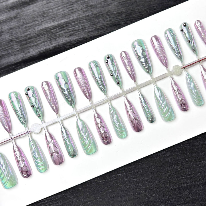 Holographisches Nagelkunst Press-On Set