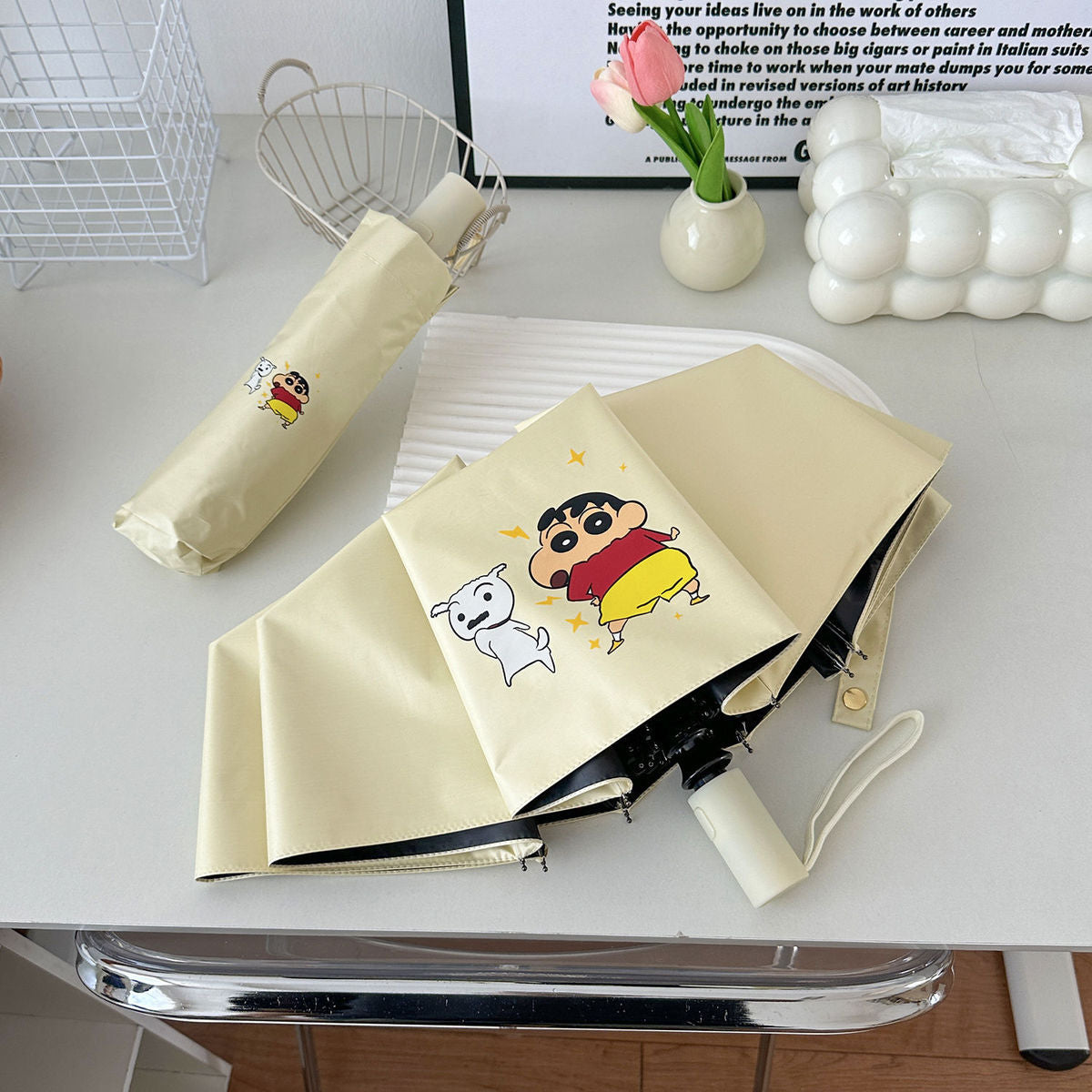 Damen Faltregenschirm mit kreativem Charakterdesign Karnz