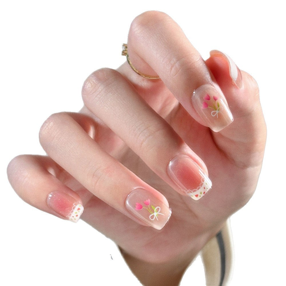 Floral-inspirierte Press-On-Nagelsatz Karnz